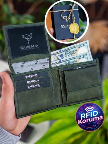 Kožená peňaženka na mince Garbalia zelená