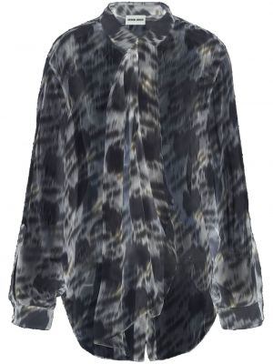 Копринена риза с принт с абстрактен десен Giorgio Armani