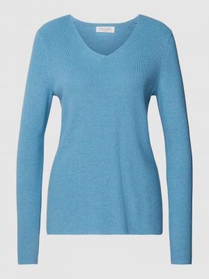 Dzianinowy sweter z dekoltem w serek Christian Berg Woman niebieski