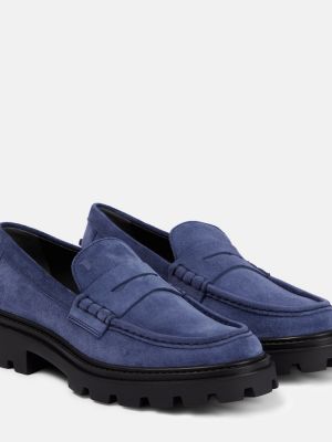 Pantofi loafer din piele de căprioară cu platformă Tod's albastru