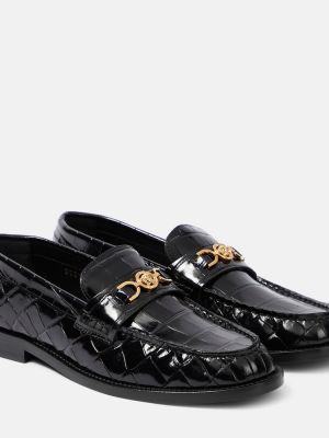 Lakované kožené loafers Versace černé