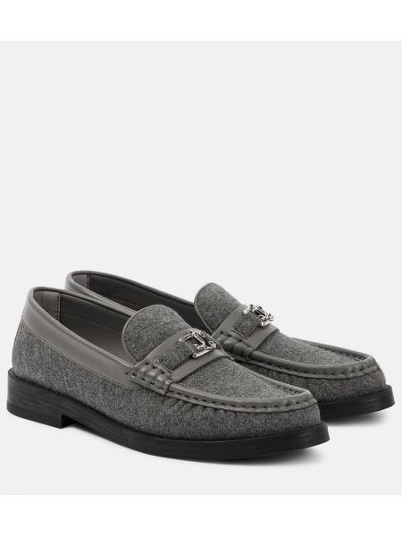 Læder loafers i filt Jimmy Choo grå