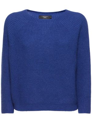 Suéter de cuello redondo de lana mohair Weekend Max Mara azul