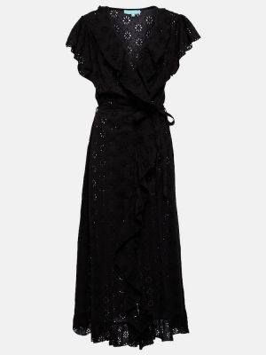 Robe longue brodé en coton Melissa Odabash noir