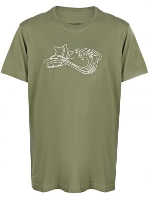 Kokvilnas t-krekls ar izšuvumiem Maharishi zaļš
