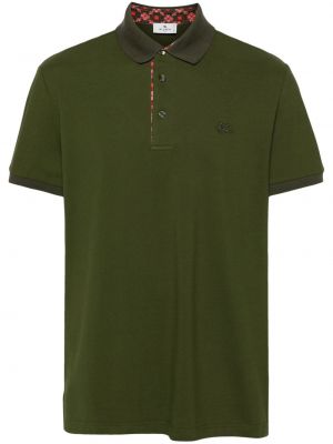 Medvilninis siuvinėtas polo marškinėliai Etro žalia
