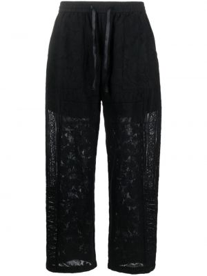 Pantaloni cu model floral din dantelă Baziszt negru