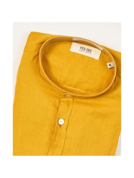 Lniana koszula z długim rękawem Yes Zee żółta