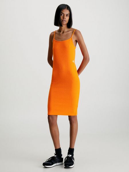 Džínové šaty Calvin Klein Jeans oranžové