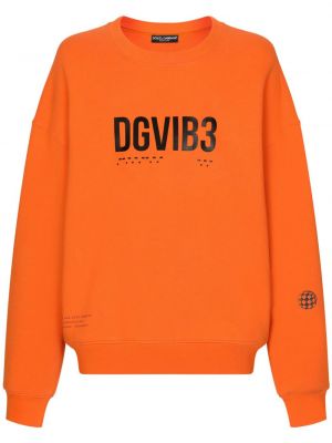 Pamučna hoodie s kapuljačom s printom Dolce & Gabbana Dg Vibe narančasta