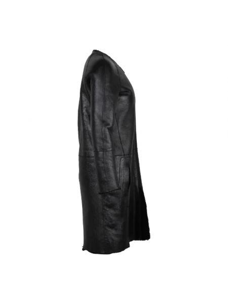 Abrigo de cordero de cuero retro Celine Vintage negro