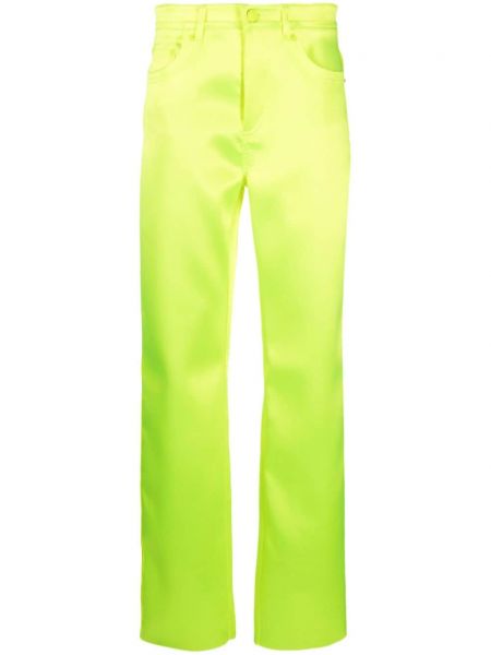 Satynowe proste spodnie Sportmax żółte