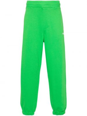 Bavlnené teplákové nohavice s potlačou Msgm zelená
