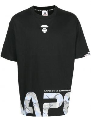 Trykt bomull t-skjorte Aape By *a Bathing Ape® svart