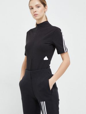 Body bawełniane z krótkim rękawem Adidas - сzarny