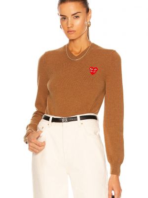 Коричневый пуловер с v-образным вырезом Comme Des Garçons