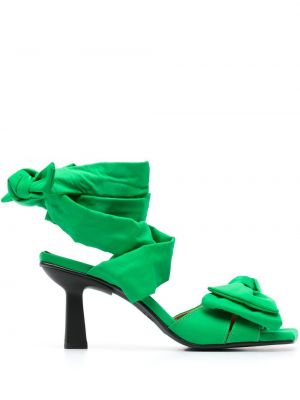 Sandale cu funde Ganni verde