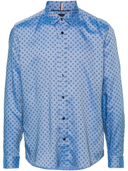 Chemise longue à imprimé Boss bleu