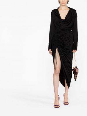 Sukienka koktajlowa z dekoltem w serek asymetryczna Alexander Wang czarna