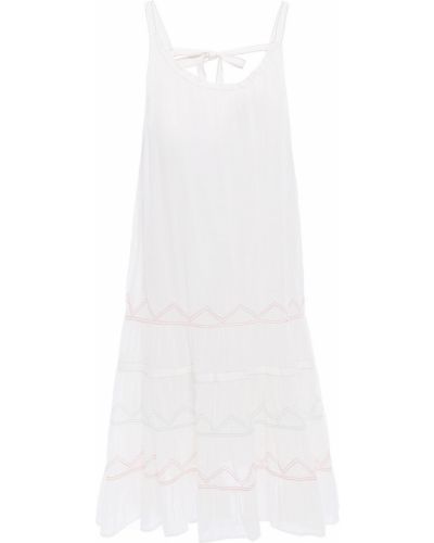 Bílé šaty ke kolenům bavlněné s výšivkou Velvet By Graham & Spencer