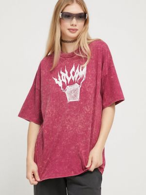 Памучна тениска Volcom розово