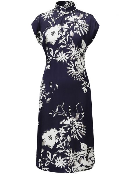 Pamučni ravna haljina s cvjetnim printom s printom Shanghai Tang