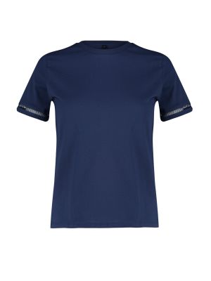 Pletené bavlněné tričko s výšivkou Trendyol modré