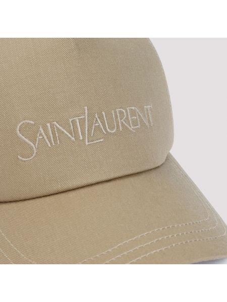 Gorra de lino de algodón Saint Laurent beige