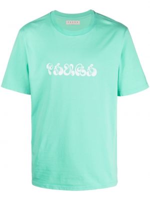Raštuotas medvilninis marškinėliai Paura žalia