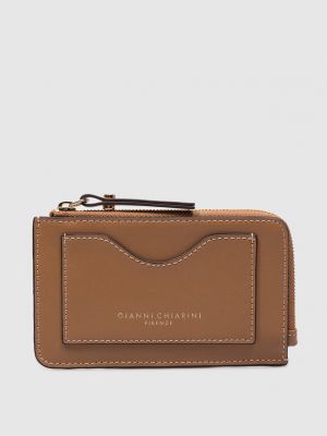 Шкіряний гаманець з принтом Gianni Chiarini коричневий