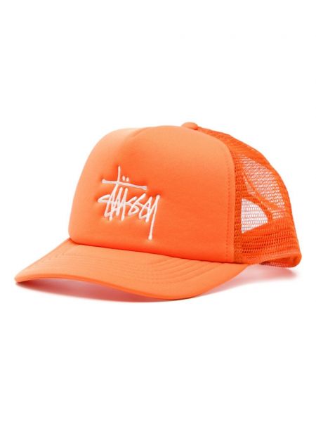Памучна шапка с козирки бродирана Stüssy оранжево