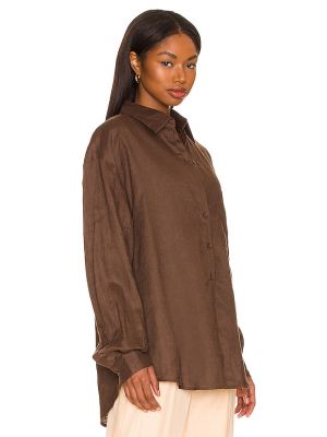 Camisa de lino con trenzado Aexae marrón
