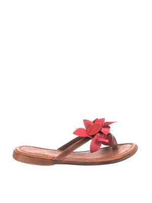 Kožne papuče s cvjetnim printom Trendyol bordo