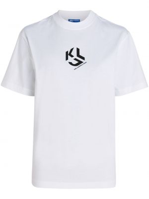 Bavlnené tričko s potlačou Karl Lagerfeld Jeans biela