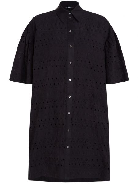 Βαμβακερή φόρεμα σε στυλ πουκάμισο Karl Lagerfeld μαύρο