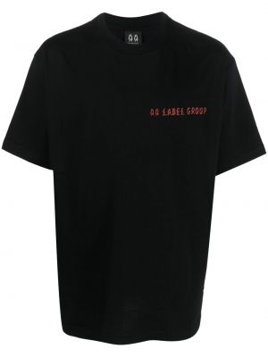 Тениска с принт с кръгло деколте 44 Label Group черно
