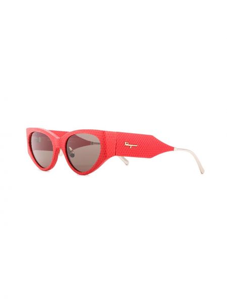 Oversize dabīgās ādas saulesbrilles Ferragamo sarkans