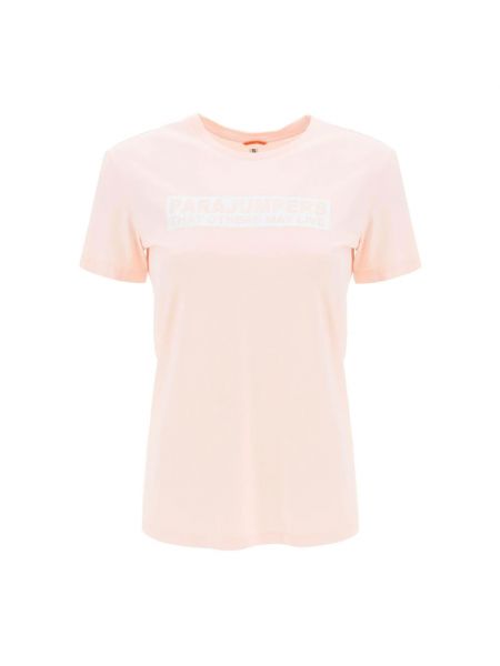 Koszulka slim fit bawełniana Parajumpers różowa