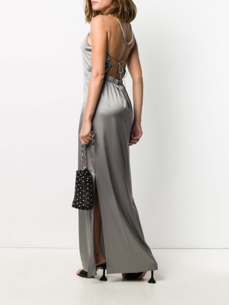 Hedvábné večerní šaty Helmut Lang šedé