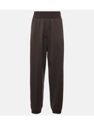 Pantaloni dritti di lana di cachemire Loewe marrone