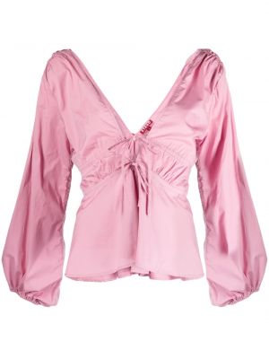Блуза с v-образно деколте Staud розово