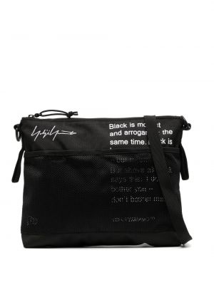 Мрежести чанта за ръка с принт Yohji Yamamoto черно
