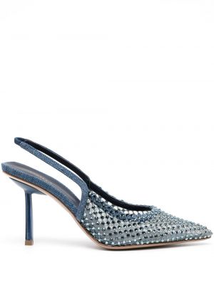 Полуотворени обувки с кристали Le Silla синьо
