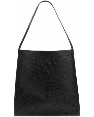 Pletena usnjena nakupovalna torba St.agni črna