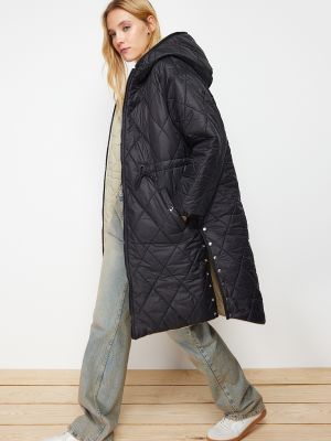 Oversized kapucnis kabát Trendyol fekete