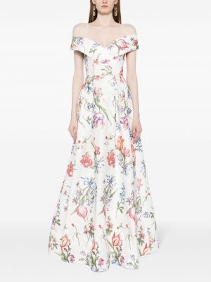 Květinové večerní šaty Marchesa Notte bílé