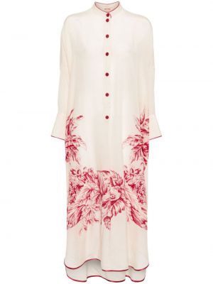 Rochie tip cămașă de mătase cu model floral cu imagine F.r.s For Restless Sleepers roz