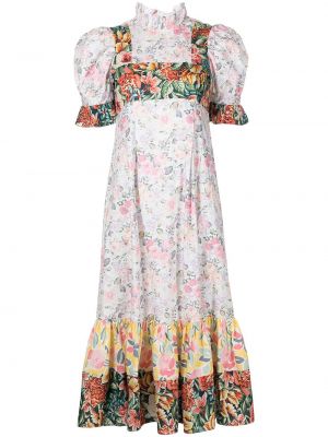 Volangitud mustriline lilleline kleit Batsheva valge