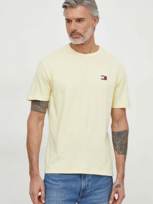 Тениска с дълъг ръкав с апликация Tommy Jeans жълто