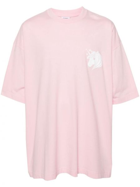Kokvilnas t-krekls ar apdruku Vetements rozā